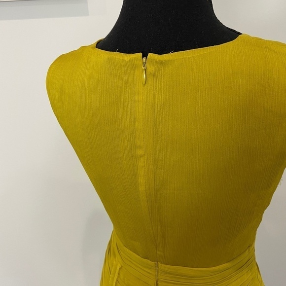 Banana Republic Yellow Pleated Ruffle Knee Formal Midi Dress - Picture 6 of 9